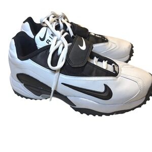 Vintage Y2K Nike Air Zoom Sneakers Mens 9.5 White Black Cleats Lace Strap